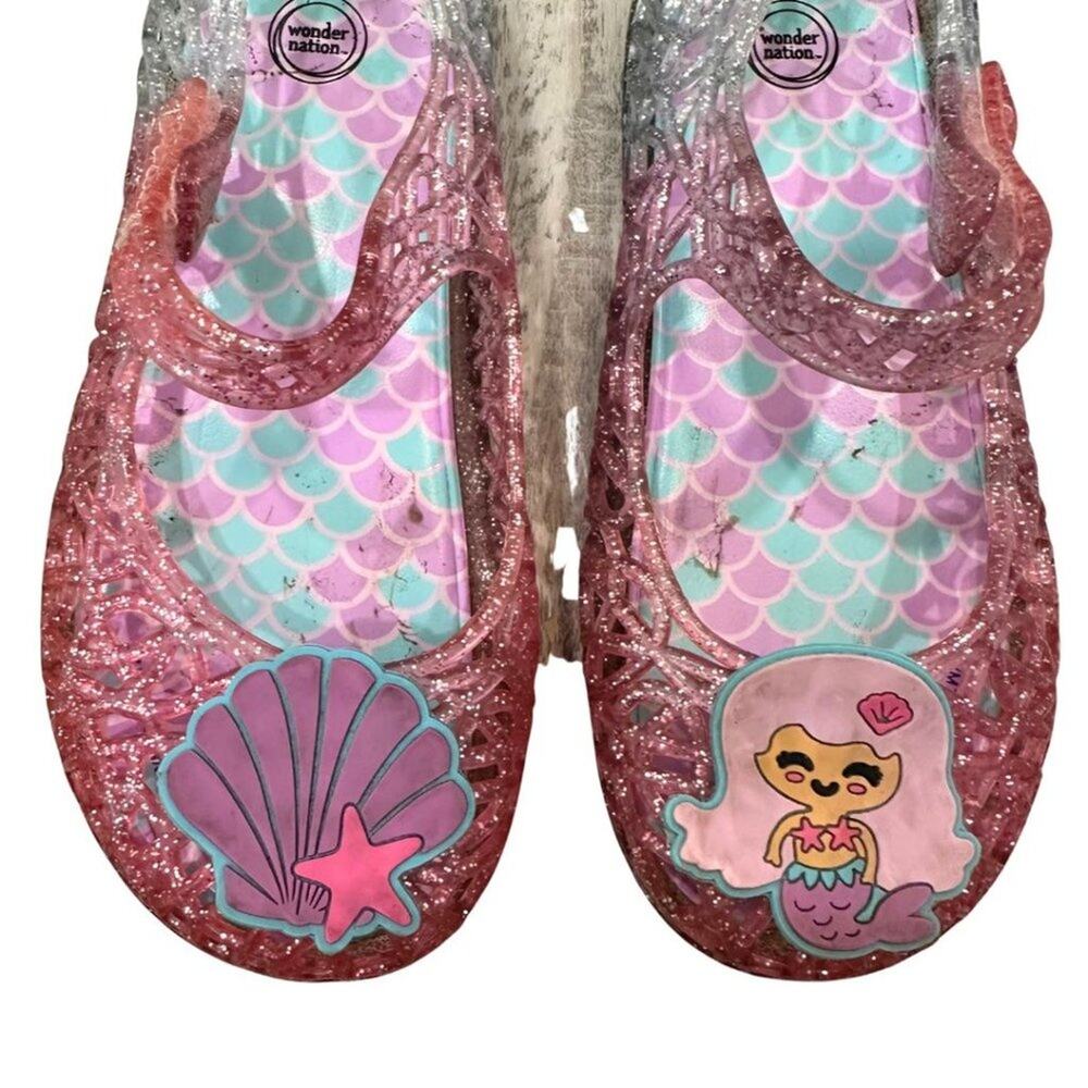 Wonder Nation Mermaid Mary-Jane Jelly Sandals Pink, Purple 10 - Picture 2 of 5